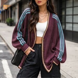 ADIDAS x IVY PARK *Ultra RARE* Metallic Knit Oversized Cardigan Sweater